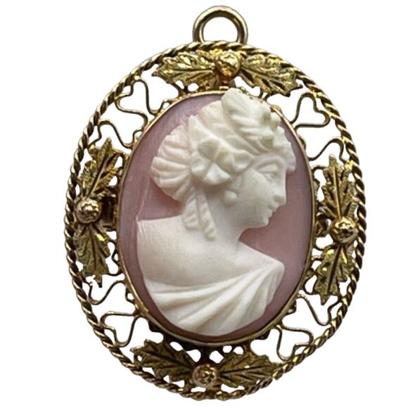 Victorian cameo brooch 10K gold left facing - Picture 13 of 13